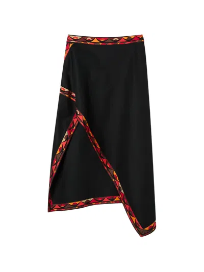Pucci Cotton Scarf Skirt In Black