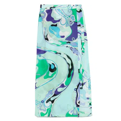 Pucci Long Skirt With Orchid Print In Multi