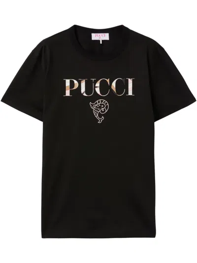 Pucci Cotton Logo T-shirt In Black