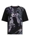 Pucci Cotton And Silk Crewneck T-shirt With Print T-shirts Black In Black