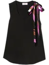 Pucci Tank Top With Bow Detail And Color Block Design In Black