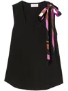 Pucci Tank Top With Bow Detail And Color Block Design In Black