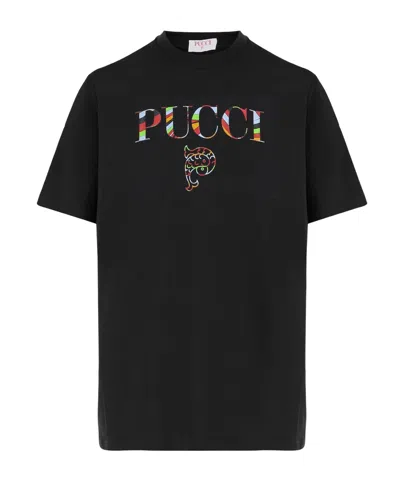 Pucci Logo-print Cotton T-shirt In Black