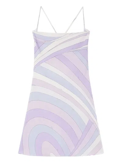 Pucci Iride Satin Jersey Minidress In Purple