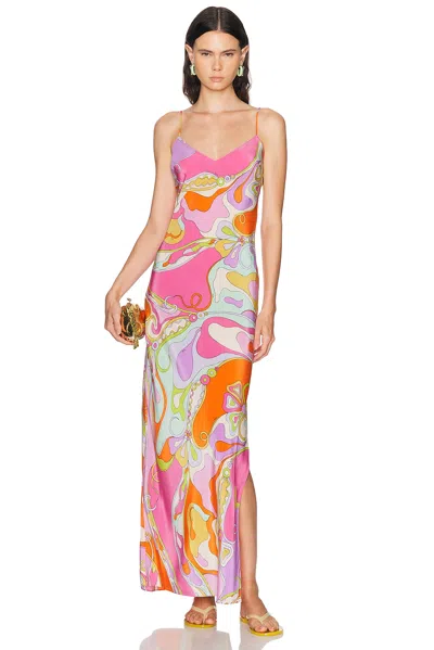Pucci Crepe De Chine Long Dress In Multicolor