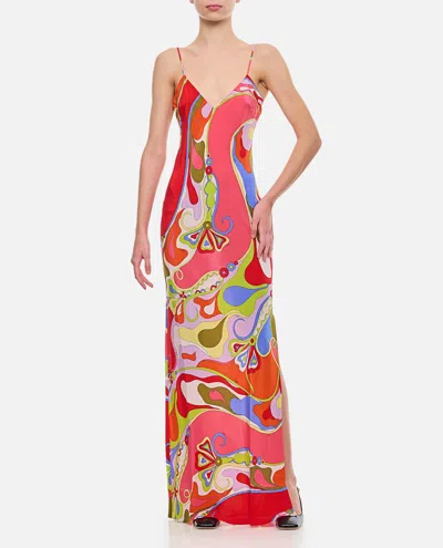 Pucci Orchidee Silk Crêpe De Chine Maxi Dress In Multicolour