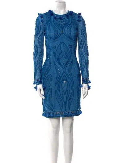 Pre-owned Pucci Crew Neck Mini Dress In Blue