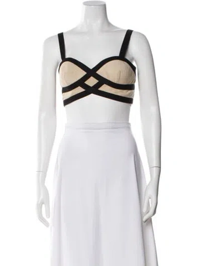 Pre-owned Pucci Crew Neck Sleeveless Crop Top In White