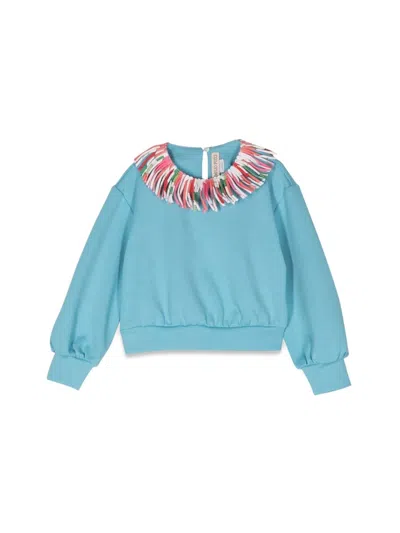 Pucci Kids' Crewneck Sweatshirt In Azure