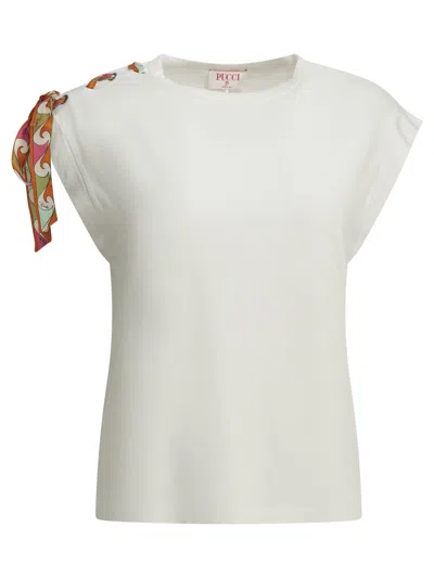 Pucci Crew-neck T-shirt With Printed Detail T-shirts White