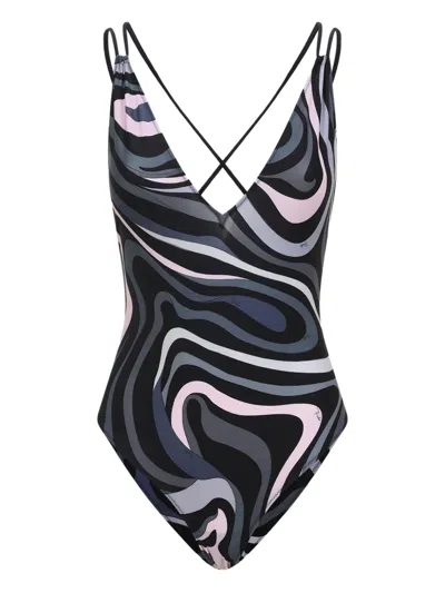 PUCCI CROSS-BACK SWIRL SWIMSUIT