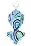 Pucci Cross-over Swimsuit In Rainbow Print In Blue