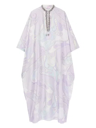Pucci Crystal-embellished Kaftan In Purple