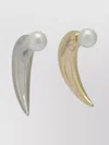 Pucci Curved Dual-tone Horn Earrings Featuring Pearl In Gold