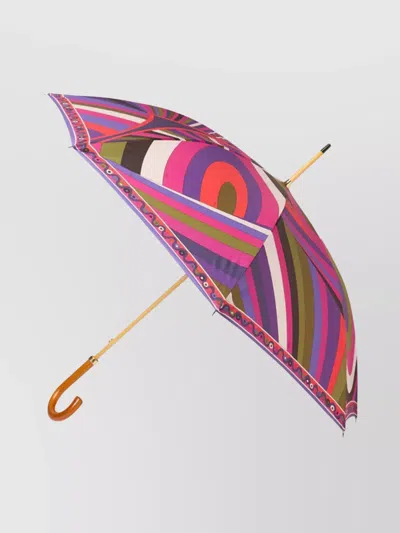 Pucci Curved Handle Umbrella Iride Print In Multi