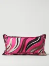 Pucci Cushion In Printed Silk In Pink
