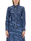 Pucci Marmo-print Denim Shirt In Denim