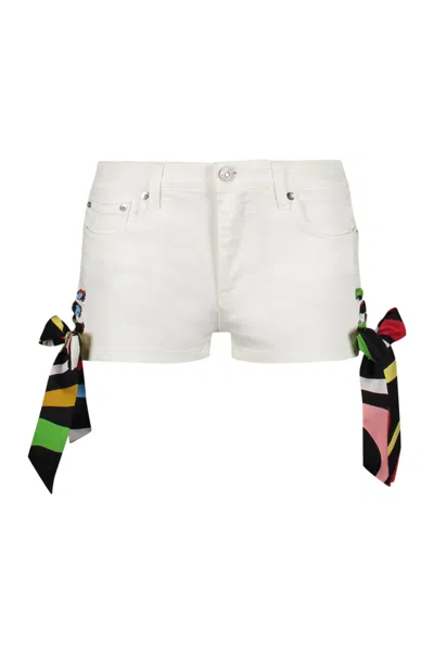 Pucci Denim Shorts In White