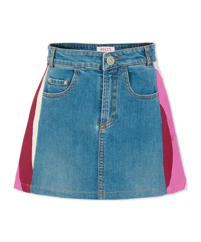 Pucci Denim Skirt With Print In Blue