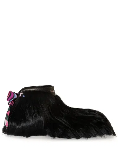 Pucci Doggy Goat-hair Ankle Boots In Black