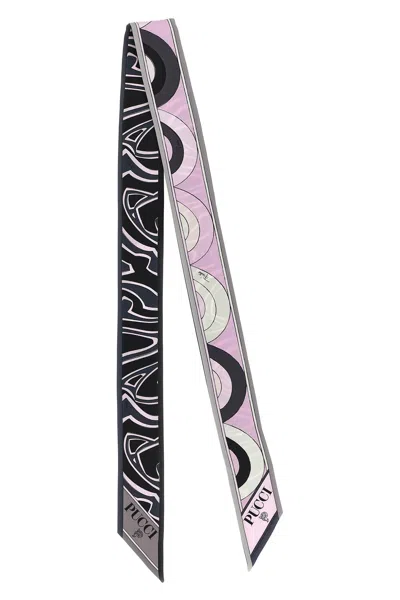 Pucci Multicolor Double Face Printed Bandana Scarf In Gold
