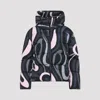 Pucci Hooded Padded Nylon Jacket With Elastic Cuffs In Multi