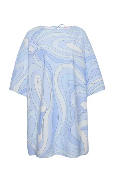 Pucci Draped Cotton Caftan In Blue