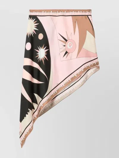 Pucci Draped Silk Skirt Asymmetric Hem In Pink