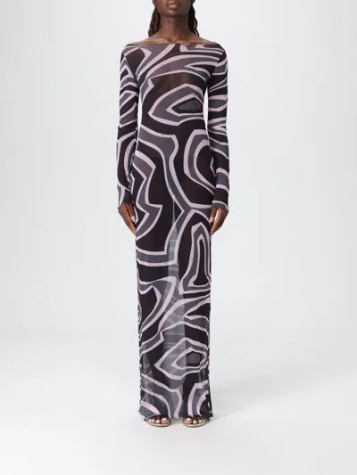 Pucci Tulle Dress With Marble Print In Black