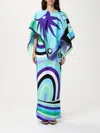 Pucci Iride Print Long Silk Dress With Cape