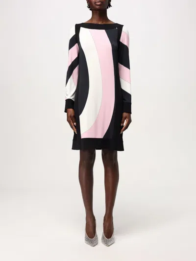 Pucci Multicolor Boat Neckline Dress In Pink