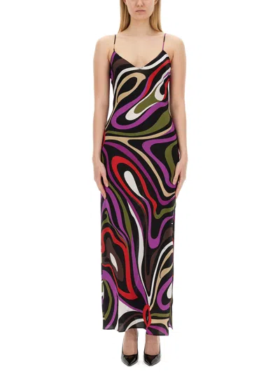 Pucci Marmo-print Silk Dress In 1