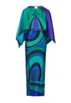 Pucci Iride-print Silk Twill Maxi Dress With Cape