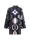 Pucci Geometric Pattern Long Sleeve High Neck Dress In Black