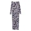 Pucci Maxi Dress With Abstract Pattern And Long Sleeves In Gray