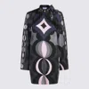 Pucci Geometric Pattern Long Sleeve High Neck Dress In Multi