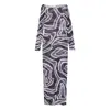 Pucci Maxi Dress With Abstract Pattern And Long Sleeves In Blue