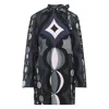 Pucci Geometric Pattern Long Sleeve High Neck Dress In Blue