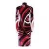 Pucci Geometric Pattern Velvet Midi Dress In Fuxia/marrone