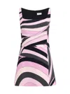 Pucci Square-neck Mini Dress In Viscose Jersey With Marmo Print In Multi