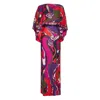 Pucci Orchidee-print Cape-detail Maxi Dress In Red