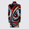 Pucci Iride Velvet Minidress In Viola/rosso