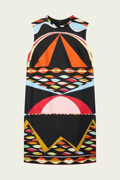 Pucci Dune-print Silk Dress In Multicolor In Black