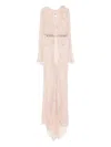 Pucci Embellished Belted Lace Gown In Pink