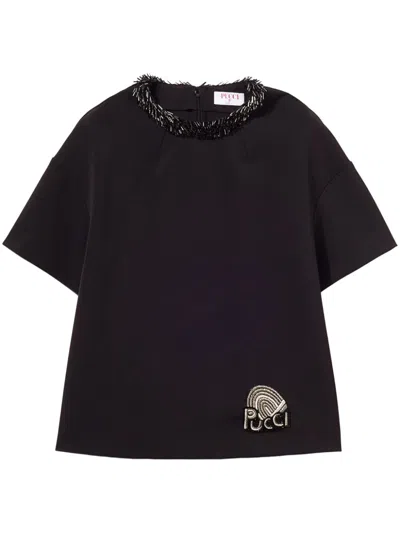 Pucci Embellished T-shirt In Black