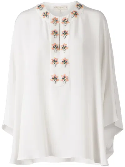 Pucci Embellished Tunic Top In White