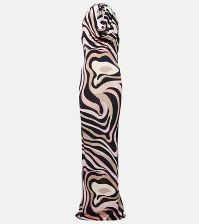 Pucci Embroidered Cocktail Dress In Beige