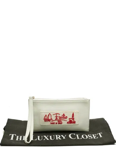Pre-owned Pucci Embroidered-detail Clutch Bag In Neutral