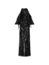Pucci Cold-shoulder Sequined Sheer Gown In Black