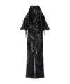 Pucci Cold-shoulder Sequined Sheer Gown In Black